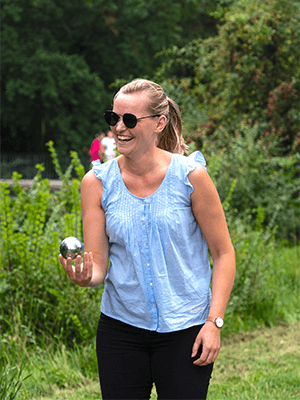 Woman playing boule